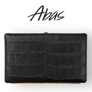 Abas Slim wallet clutch with a secure full frame Catch Wallet Alligator Green